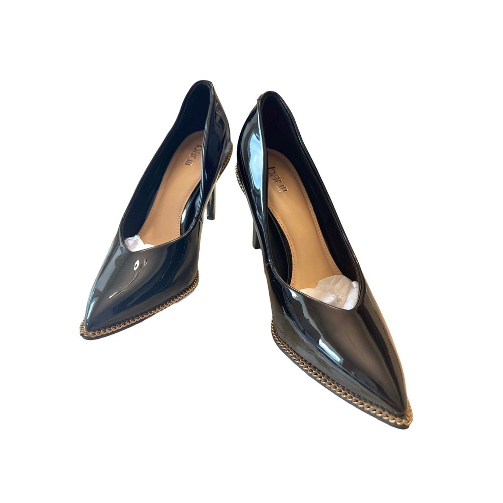 Bar III Binsa Patent Pointed Toe Pumps Black 9.5 NWB Heels Siren Minimalist Wmn‎